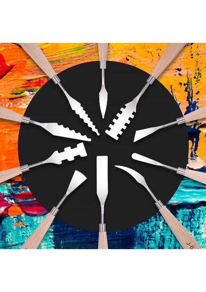 Boya Bıçağı Seti - 10 Adet Paslanmaz Çelik Spatula Palet Bıçağı Boyama Aletleri Metal Bıçaklar Ahşap Saplı (Yurt Dışından) fırsatları