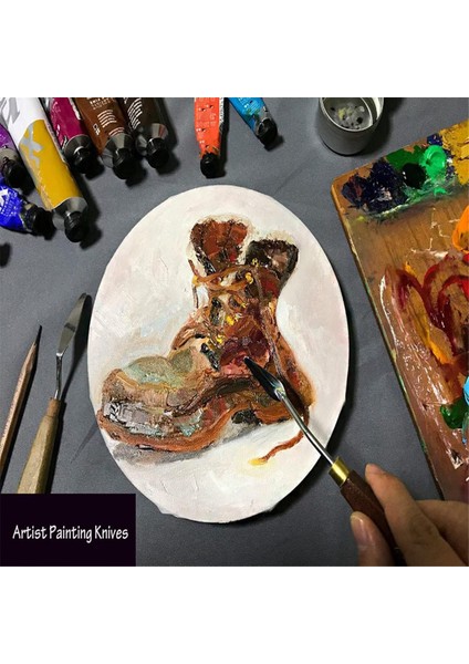 Boya Bıçağı Seti - 10 Adet Paslanmaz Çelik Spatula Palet Bıçağı Boyama Aletleri Metal Bıçaklar Ahşap Saplı (Yurt Dışından) indirimleri