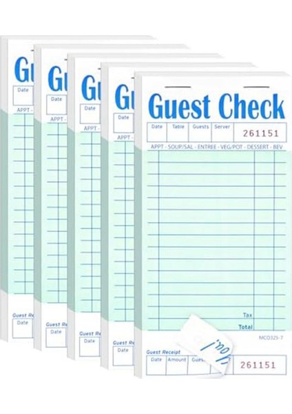 5'li Paket Misafir Hesap Defteri, Restoranlar Için Garson Not Defterleri, Yeşil Garson Hesap Defteri, Restoran Sipariş Defteri (Paket Başına 50 Yaprak) (Yurt Dışından)
