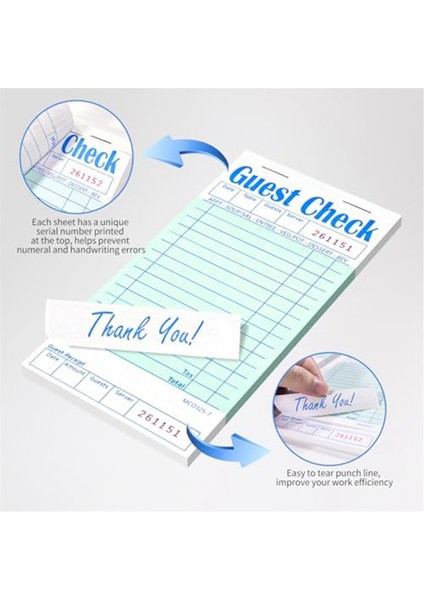 5'li Paket Misafir Hesap Defteri, Restoranlar Için Garson Not Defterleri, Yeşil Garson Hesap Defteri, Restoran Sipariş Defteri (Paket Başına 50 Yaprak) (Yurt Dışından) modelleri