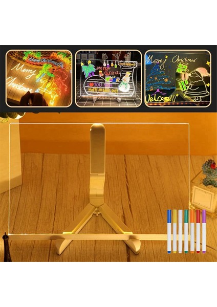 2025 LED Renkli Not Panosu Akrilik Ayarlanabilir Braketli Mesaj Panosu, 7 Renkli Kalem, 20X20CM. (Yurt Dışından) fiyatları