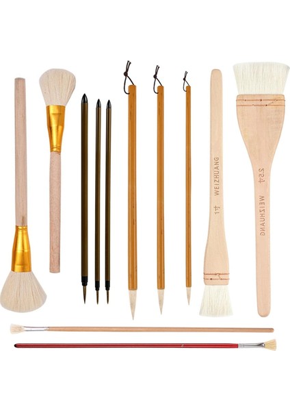 Sanatçılar Için Çeşitli Şekillerde 12 Parçalı Seramik Sır Fırçası Seti - Seramik, Suluboya ve Yün Kıllı Sanat Fırçaları (Yurt Dışından)