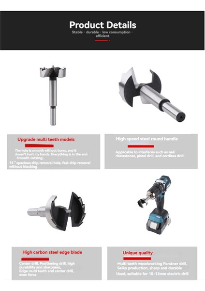 55 mm Ahşap Işleme Menteşe Delme Matkap Ucu, Ahşap/plastik/kontrplak Delme Aletleri Için Kendiliğinden Merkezlenen Delik Testeresi (Yurt Dışından) modelleri