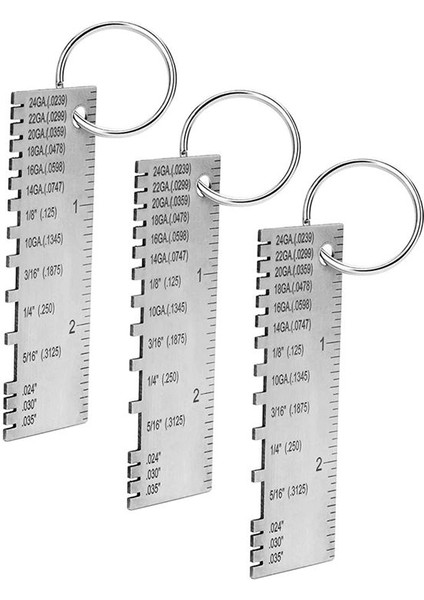 Metal Sac Kalınlık Ölçer, 3'lü Paket Paslanmaz Çelik Tel Ölçü Boyutu (Yurt Dışından) indirimleri