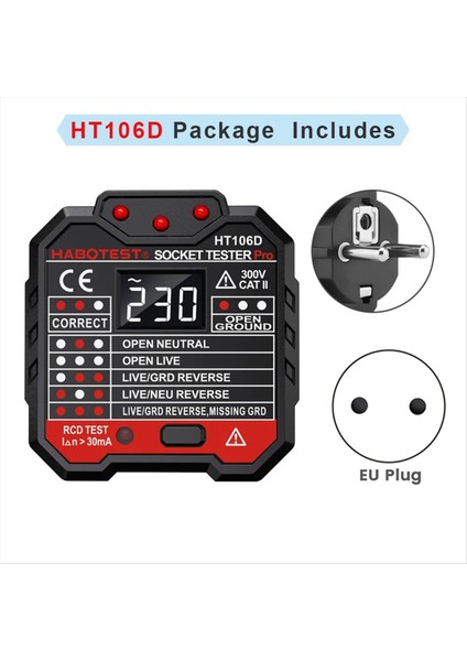 Habotest HT106 Soket Test Cihazı Voltaj Test Soketi Dedektörü Ab Fişi (Yurt Dışından) modelleri