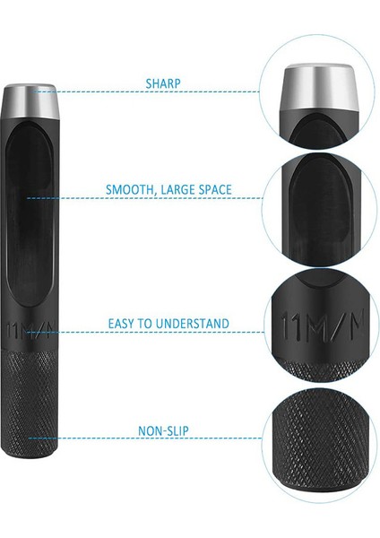 11 Parça Yuvarlak Çelik Delik Delme Seti, 1-11 mm Deri El Sanatları Delik Delme (Yurt Dışından) fırsatları