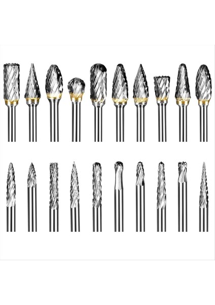 20 Adet 1/8 Inç Şaftlı Karbür Freze Seti, Tungsten Karbür Kalıp Taşlama Uçları (Yurt Dışından)