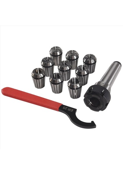 9 Adet ER25 Yaylı Pens + 1 Adet Mt3 M12 ER25 Mandren Morse Konik Tutucu (Yurt Dışından)