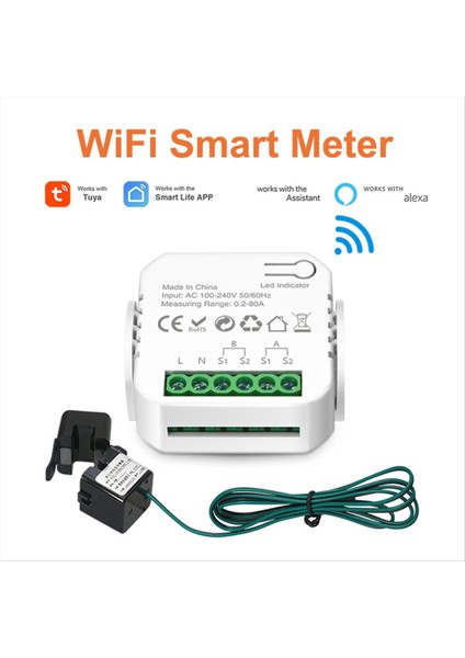 Tuya Wifi Metre Dijital Enerji Ölçer 80A Akım Trafosu 2ct (Yurt Dışından) fırsatları