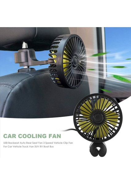 Araba Soğutma Fanı USB Arka Koltuk Fanı 3 Hızlı Araç Klip Fanı Araba Araç Kamyonu Van Suv Rv Tekne Otobüs (Yurt Dışından) indirimleri