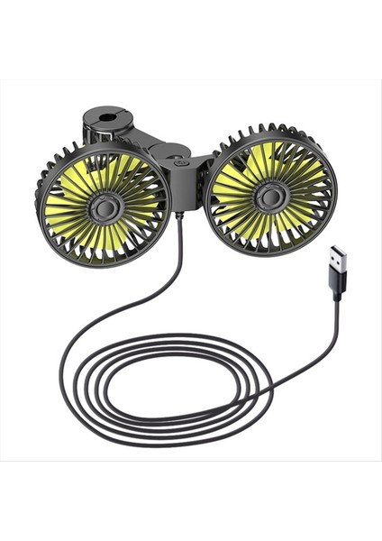 USB Araba Soğutma Fanları Arka Sandık Çift Head Araba Fanları Için 3 Hız 3 Hız 360 ° Döner Araç Arka Kapı Döküm Fanları (Yurt Dışından)