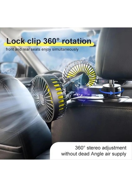 12-24V USB Araba Fan Taşınabilir Arabalar Elektrikli Fan Ev Ofisi 360 Derece Dönebilir Çift Kafa 3 Hızlı Koltuk Fanı (Yurt Dışından) modelleri
