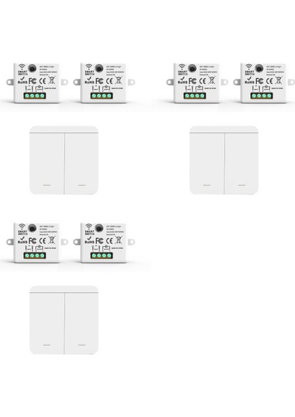 6 Adet Kablosuz Işık Duvar Anahtarı Rf 433MHZ Röle Alıcısı ile 1x 2gang Panel Anahtarı LED Lamba Için LED Uzaktan Kumanda (Yurt Dışından)