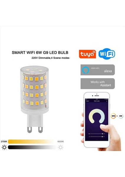 2x G9 LED Ampul Tuya Wifi Kısılabilir Akıllı Işık 6 W Halojen Işık Ses Kontrolü Akıllı LED Ampuller 2700-6500 K Ab Tak (Yurt Dışından) modelleri