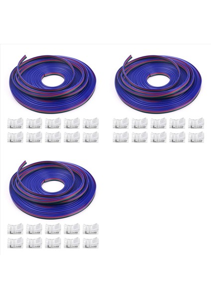 3 Takım 16 4ft Rgb LED Tel 22 Awg 4pin Rgb Tel LED Şerit Konektörü ile 22 Ölçer 4 Renk Rgb Rgb LED Şeritler Için 3528 (Yurt Dışından)