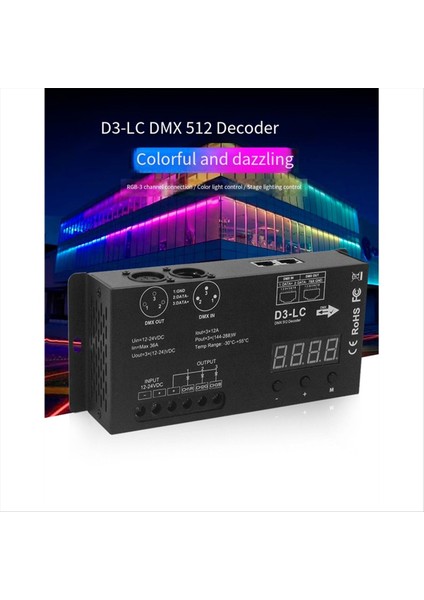 Güç DMX512 LED Denetleyici 3ch 12A/CH DMX512 Dekoder Dimmer Sürücüsü DC12V-24V Max 864W LED Rgb Şerit Veya Işık Için (Yurt Dışından) fiyatları
