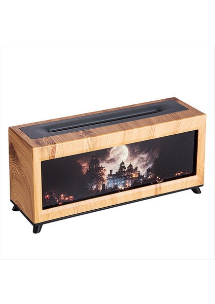 Perili Kale Ahşap Tahıl Nemlendirici Alev Şömine Aromaterapi Difüzör Ev Ofis Için Uçucu Yağ Nemlendirici (Ab) A (Yurt Dışından)