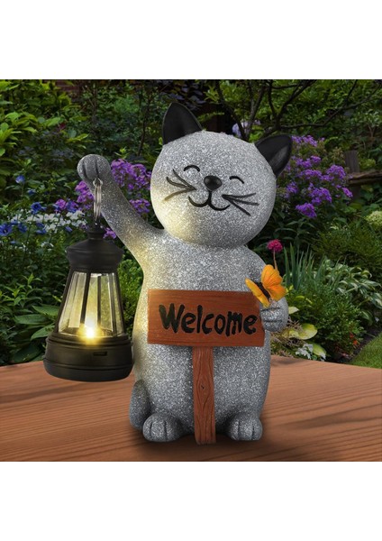 Li Hayvan Serisi Fener Yavru Kedi Işıkları - Güzel Reçine Ev Heykelleri Noel Cadılar Bayramı Için (Yurt Dışından) modelleri