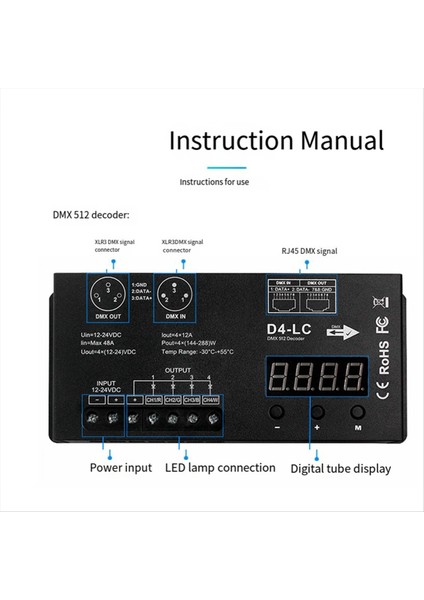 Güç DMX512 LED Denetleyici 4ch 12A/CH DMX512 Dekoder Dimmer Sürücüsü DC12V-24V Max 1152 W LED Rgbw Şerit Veya Işık Için (Yurt Dışından) fırsatları