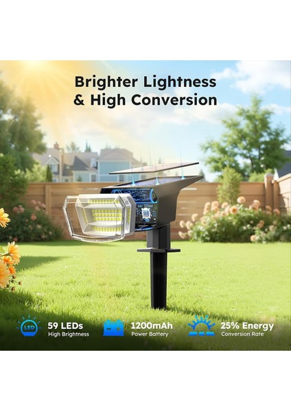 59 LED Güneş Enerjili Işıklarla Dış Mekan Spot Işıkları Dış Mekan Su Geçirmez IP65 Otomatik Açma/kapama Güneş Enerjili Spot Işıklar 3 Aydınlatma Modu (Yurt Dışından) modelleri