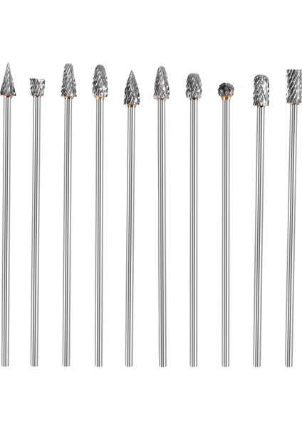 10 Adet 4 Inç Uzunluğunda Çift Kesimli Tungsten Katı Karbür Döner Freze Seti (Yurt Dışından)
