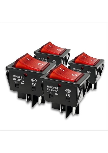 30A 250 V Ac Dpst 4 Pin Rocker Geçiş Anahtarı 4 Paket Kırmızı Işıklı Açık/kapalı T125 Geçiş Anahtarı Ağır Ev Aletleri Için (Yurt Dışından)