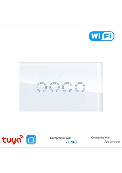 Wifi Akıllı Işık Anahtarı 2500W 4 Çete Dokunma Anahtarı Nötr Tel ile Alexa Google Home D ile Akıllı Yaşam Kontrolü (Yurt Dışından) modelleri