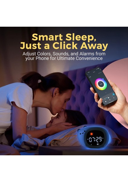 Çocuklar Için Kontrollü Saat + Gece Işığı + Ses Makinesi - Renk Değiştirme Işığı, USB Fişi, 12/24 Saat, Rutin Eğitmen (Yurt Dışından) fiyatları