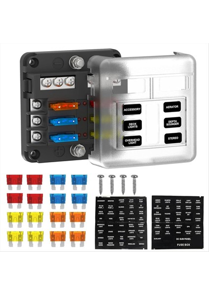 6 Yol Sigorta Bloğu Kutusu 12V/24V Dc, Atc/ato Sigorta Paneli Deniz Teknesi Otomotiv Motosikleti Için LED Göstergesi (Yurt Dışından)
