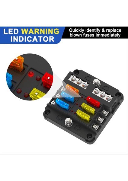 6 Yol Sigorta Bloğu Kutusu 12V/24V Dc, Atc/ato Sigorta Paneli Deniz Teknesi Otomotiv Motosikleti Için LED Göstergesi (Yurt Dışından) fiyatları