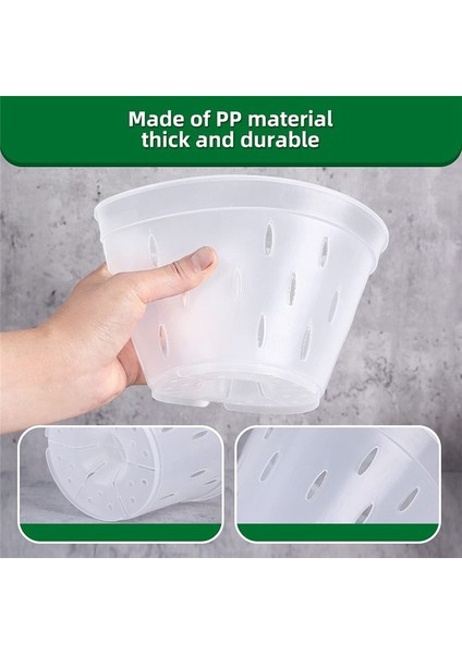 Orkide Saksıları - 7 Inç - 5 Saksı ve Tabak, Delikli Orkide Saksıları ve Yeniden Saksılama Için Şeffaf Plastik Orkide Saksıları (Yurt Dışından)