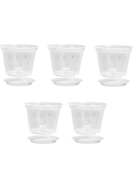 Orkide Saksıları - 7 Inç - 5 Saksı ve Tabak, Delikli Orkide Saksıları ve Yeniden Saksılama Için Şeffaf Plastik Orkide Saksıları (Yurt Dışından) fiyatları