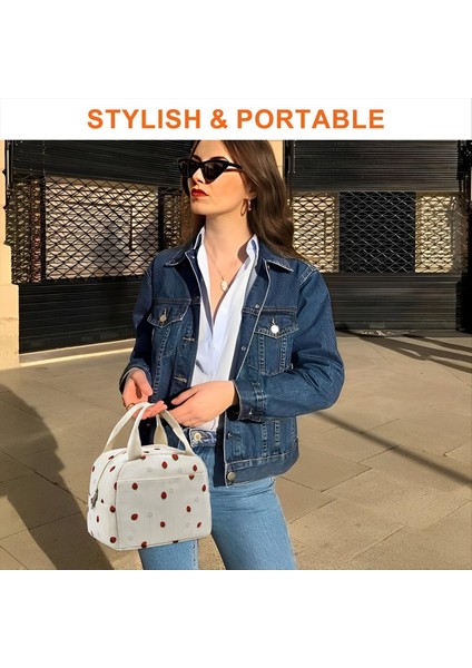 Yalıtımlı Öğle Yemeği Çantası, Yükseltilmiş Güçlü Tutamak, Moda Sevimli Kadife Öğle Yemeği Tote Çantaları Kadın Erkekler Için, Iş Için Serin Piknik (Yurt Dışından) fırsatları