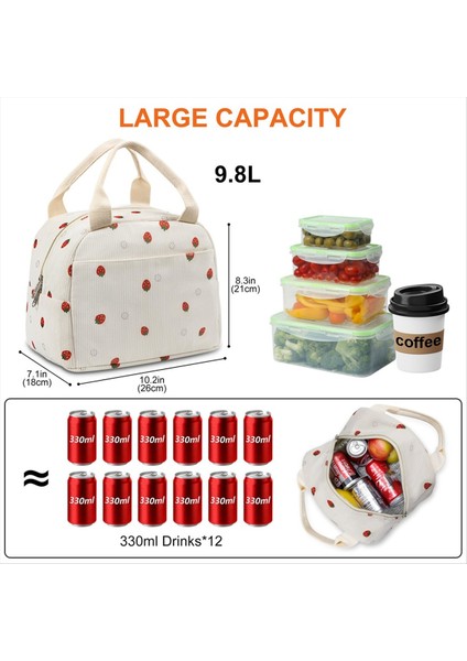 Yalıtımlı Öğle Yemeği Çantası, Yükseltilmiş Güçlü Tutamak, Moda Sevimli Kadife Öğle Yemeği Tote Çantaları Kadın Erkekler Için, Iş Için Serin Piknik (Yurt Dışından) indirimleri