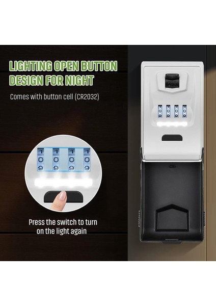 Dışarı Için Anahtar Kilit Kutusu Işık Kadranları Sağlam Su Geçirmez Kombinasyon Anahtar Tutucu Duvar Montajı Anahtar Saklama Kutusu (Yurt Dışından) fırsatları