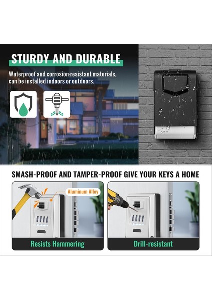 Dışarı Için Anahtar Kilit Kutusu Işık Kadranları Sağlam Su Geçirmez Kombinasyon Anahtar Tutucu Duvar Montajı Anahtar Saklama Kutusu (Yurt Dışından) indirimleri