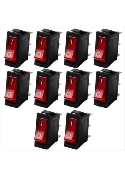 10 Adet KCD3-101N Rocker Switch 3 Terminaller Elektrikli Pirinç Ocakları ve Küçük Aletler Için Rocker Switch Kırmızı (Yurt Dışından)