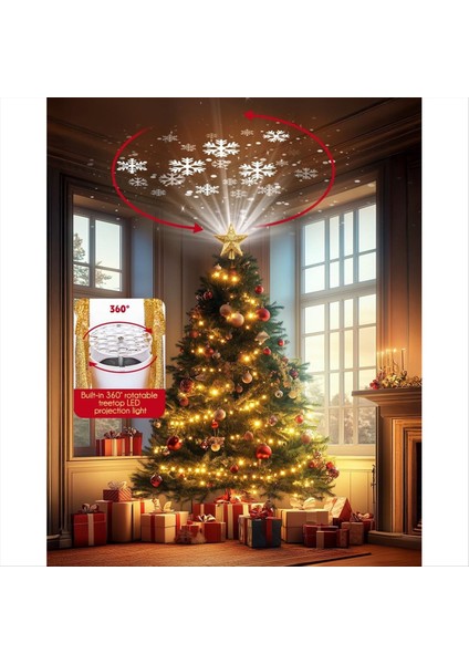 Dahili LED Kar Tanesi Projektör Işıkları ile Noel Yıldız Ağaçları Topper Pentagram Ağacı Topper Abd Tak (Yurt Dışından) fırsatları