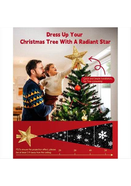 Dahili LED Kar Tanesi Projektör Işıkları ile Noel Yıldız Ağaçları Topper Pentagram Ağacı Topper Abd Tak (Yurt Dışından) indirimleri
