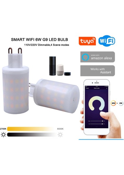 4x Tuya Wifi G9 Kısılabilir Akıllı Işık G9 6W LED Ampul Akıllı Işık Ses Kontrolü Akıllı LED Ampuller AC220-240V Ab Tak (Yurt Dışından) modelleri