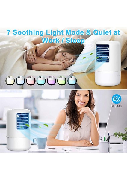 Masaüstü Klima Vantilatörü Mini Taşınabilir Şarj Edilebilir Ofis Ev Renkli Ortam Işığı Sprey Vantilatörü Ingiltere Fişiyle (Yurt Dışından) fırsatları
