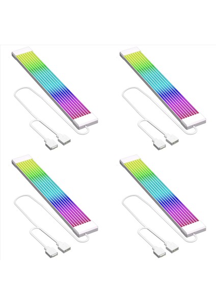 4x Rgb LED Şerit Argb Sync Kartı Bilgisayar Güç Kaynağı Atx 24PIN Gpu Grafik Kartı 8pin Kablo Kılıfı X8 (Yurt Dışından)