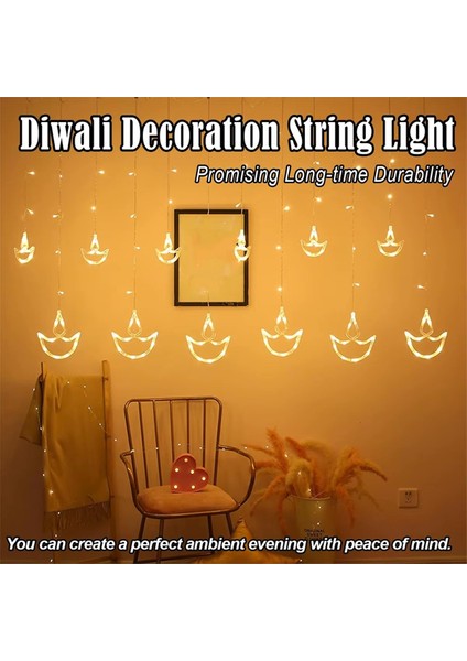 3 5 M Diwali Işık Odası LED Arka Plan Asılı Diyas Yatak Odası Deepavali Paketi Ab Tak Sıcak Beyaz (Yurt Dışından) indirimleri