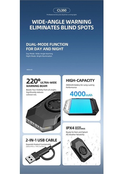 CL350 Gündüz Farları Bisiklet Ön Lamba Asılı Versiyon Bisiklet El Feneri Acil Bisiklet Far Işığı (Yurt Dışından) modelleri