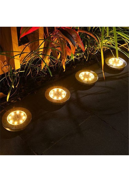 4 Adet 8led Güneş Enerjisi Disk Işık Açık Bahçe Güneş Yeraltı Işık Güverte Işık Spot Gömülü Güneş LED Lamba (Yurt Dışından) indirimleri