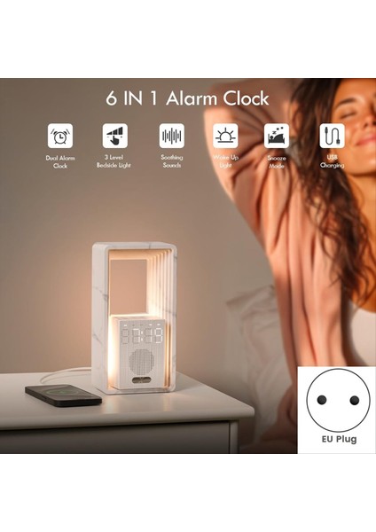 Dijital Çalar Saat Gündoğumu Uyandırma Işığı 9uyku Yardımı Beyaz Gürültü Sesleri Makinesi Kısılabilir Dokunmatik Gece Lambası Erteleme (Ab) A (Yurt Dışından) fiyatları