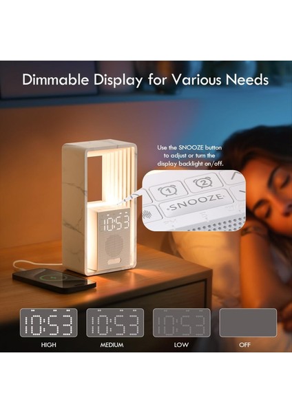 Dijital Çalar Saat Gündoğumu Uyandırma Işığı 9uyku Yardımı Beyaz Gürültü Sesleri Makinesi Kısılabilir Dokunmatik Gece Lambası Erteleme (Ab) A (Yurt Dışından) modelleri