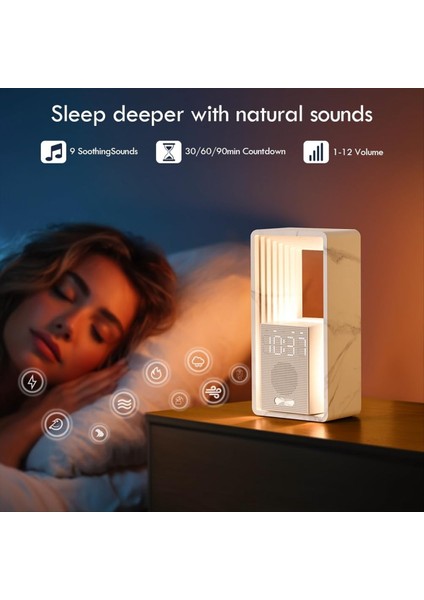Dijital Çalar Saat Gündoğumu Uyandırma Işığı 9uyku Yardımı Beyaz Gürültü Sesleri Makinesi Kısılabilir Dokunmatik Gece Lambası Erteleme (Ab) A (Yurt Dışından) fırsatları