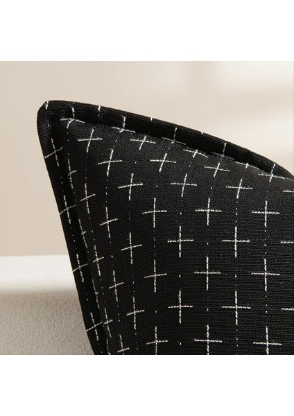 Dekoratif Atış Yastık Kapakları 18X18 Inç Siyah Vintage Kanepe Yastık Kapakları Yastık Kılıfı Dokuma Dokulu Yastık Kılıfları (Yurt Dışından) fırsatları