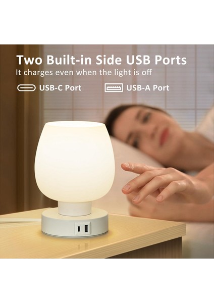 USB C+A Şarj Portları ile Yatak Odası Için Dokunmatik Başucu Masa Lambası Small Lambası 3 Yollu Dimmabable, Güncellik Masa Lamba Us Fug (Yurt Dışından) indirimleri